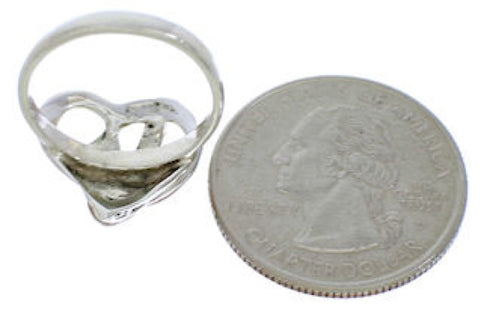 Pink Shell Heart Southwest Silver Ribbon Ring Size 6-3/4 UX33337